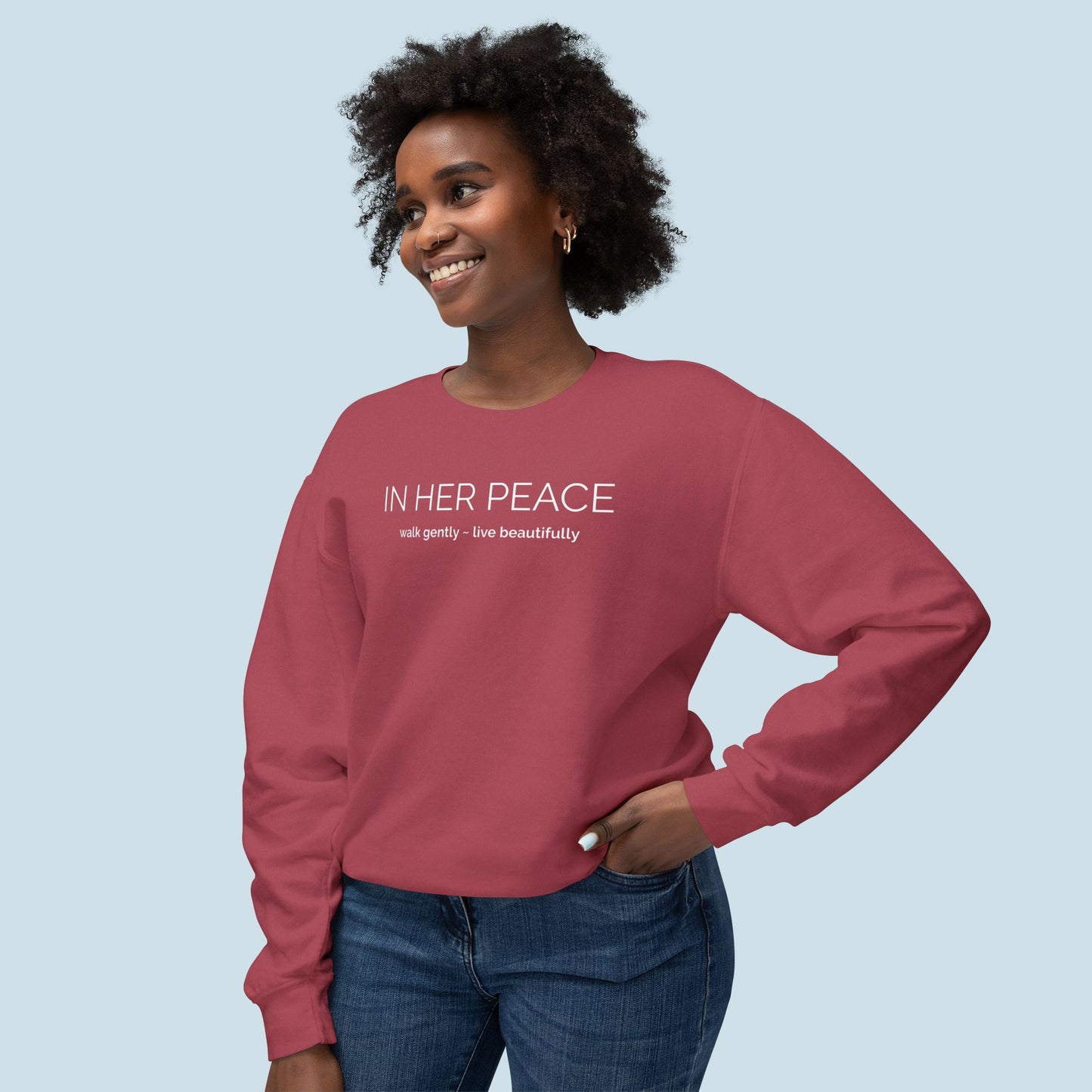 Bold In Her Peace Cozy Cotton Crewneck Sweatshirt