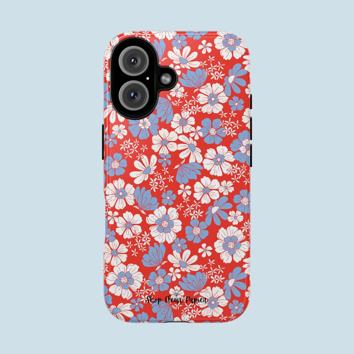 Floral Red, White, and Blue 4th of July Tough Phone Case