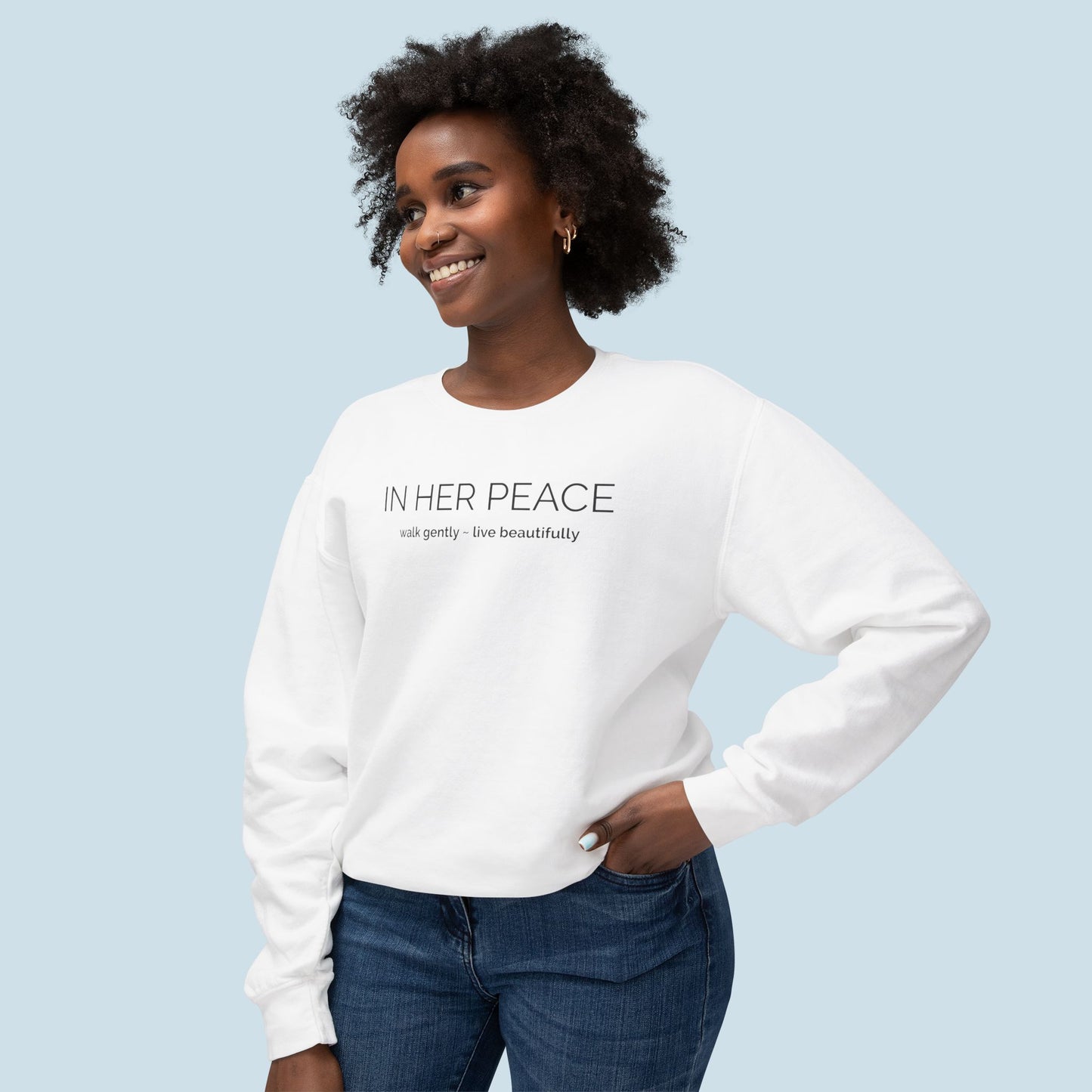 Bold In Her Peace Cozy Cotton Crewneck Sweatshirt