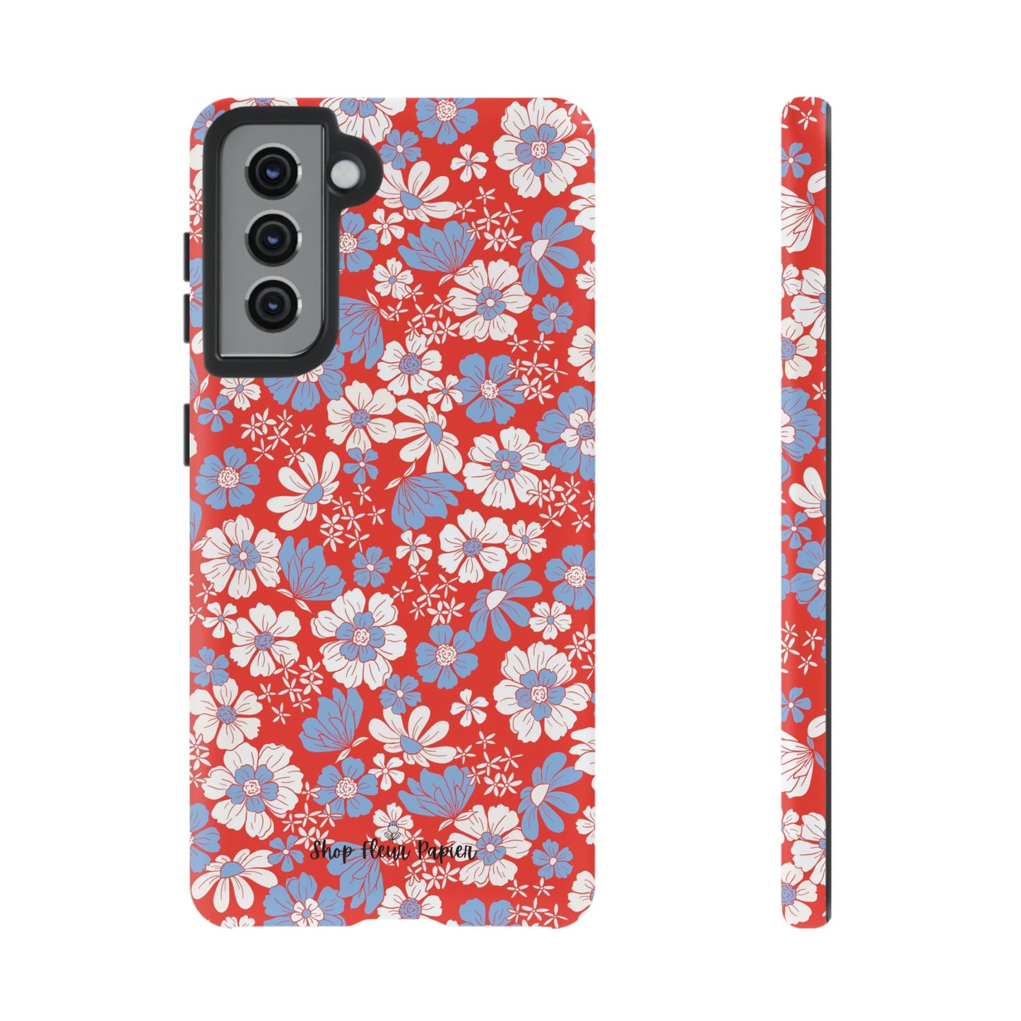 Floral Red, White, and Blue 4th of July Tough Phone Case