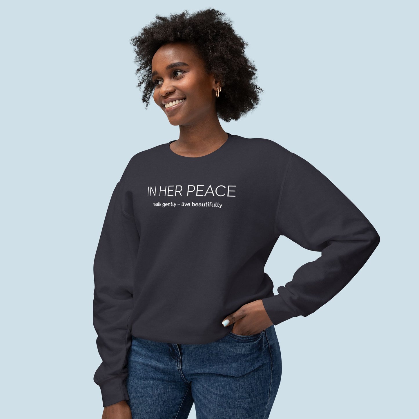 Bold In Her Peace Cozy Cotton Crewneck Sweatshirt