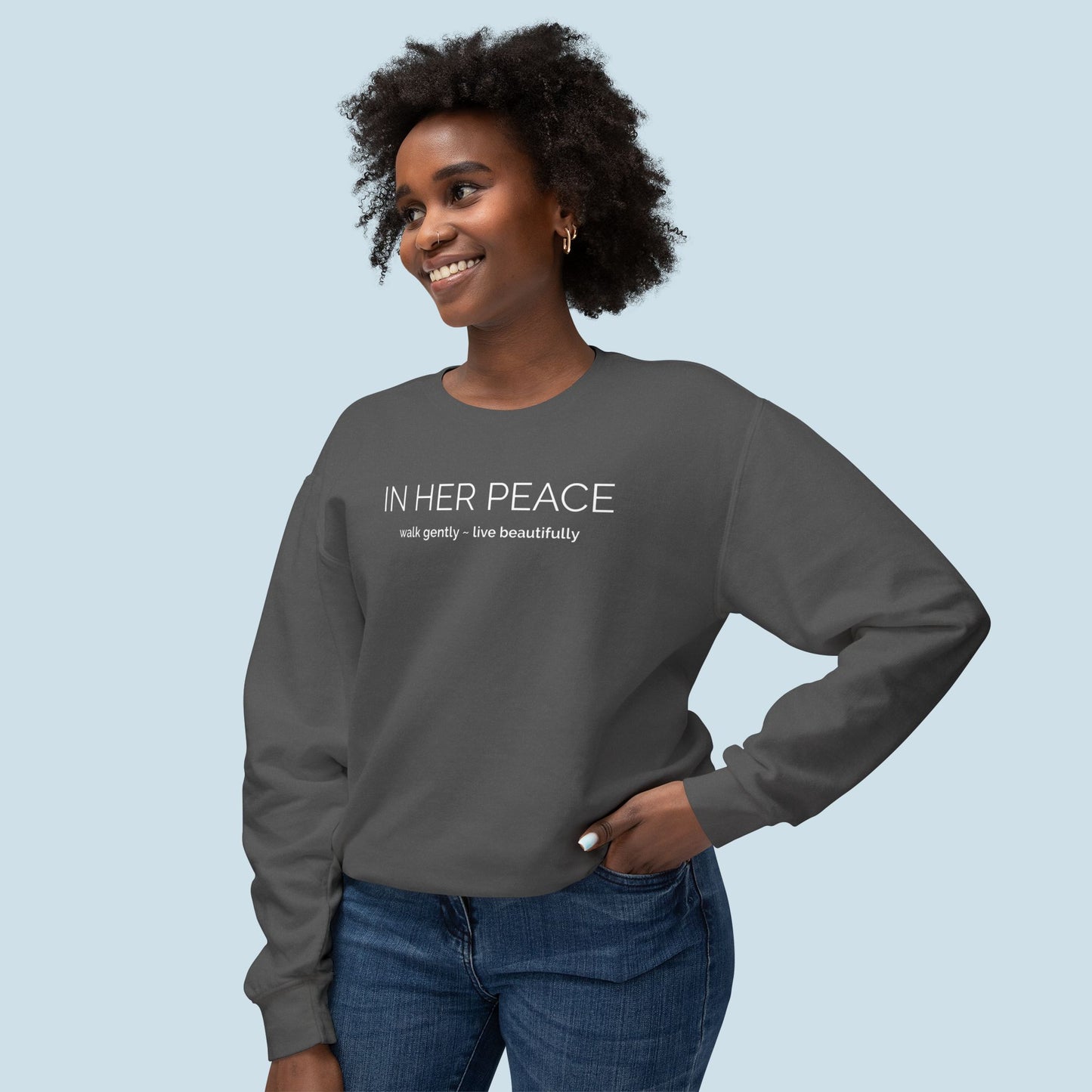 Bold In Her Peace Cozy Cotton Crewneck Sweatshirt