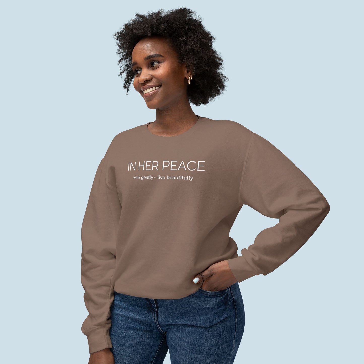 Bold In Her Peace Cozy Cotton Crewneck Sweatshirt