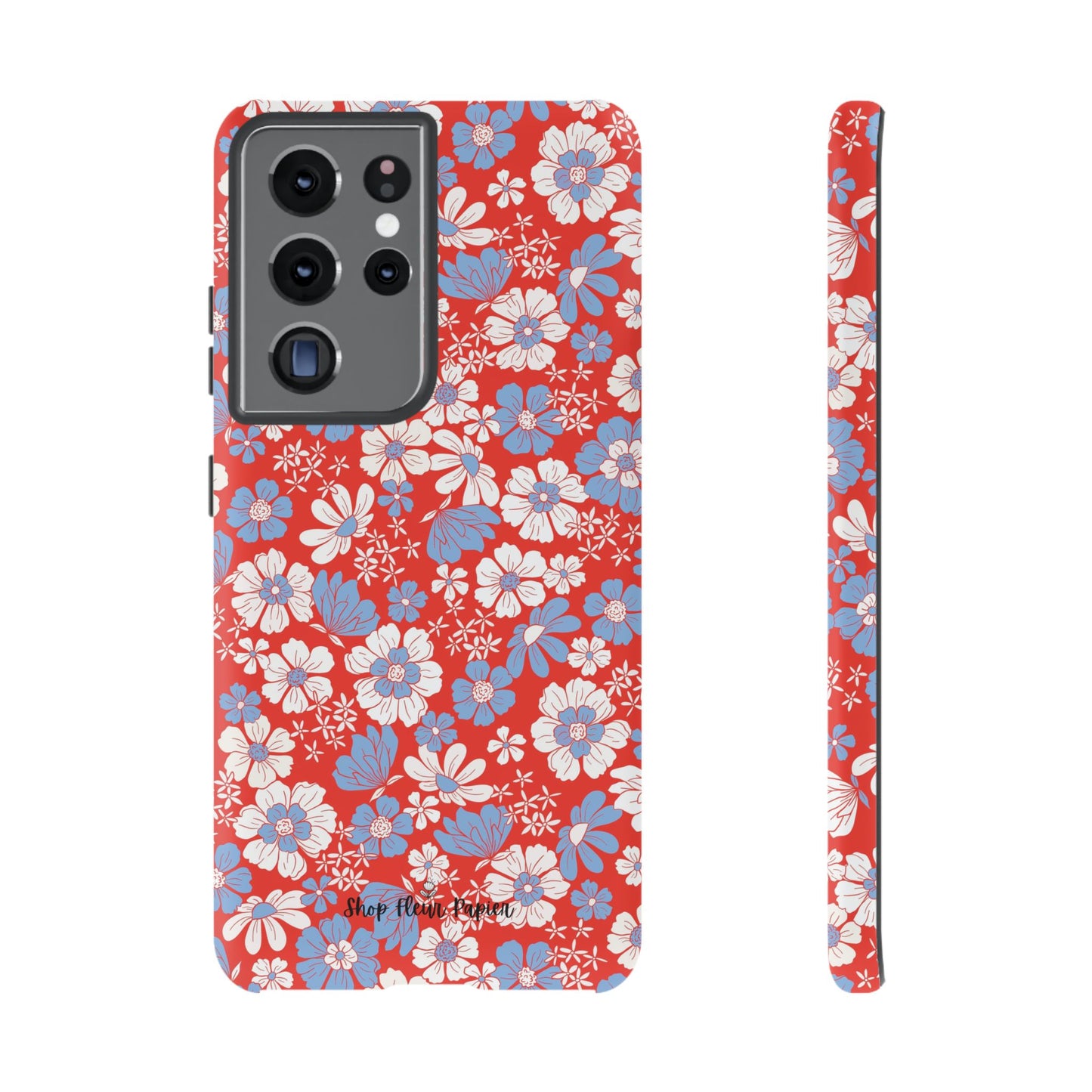 Floral Red, White, and Blue 4th of July Tough Phone Case