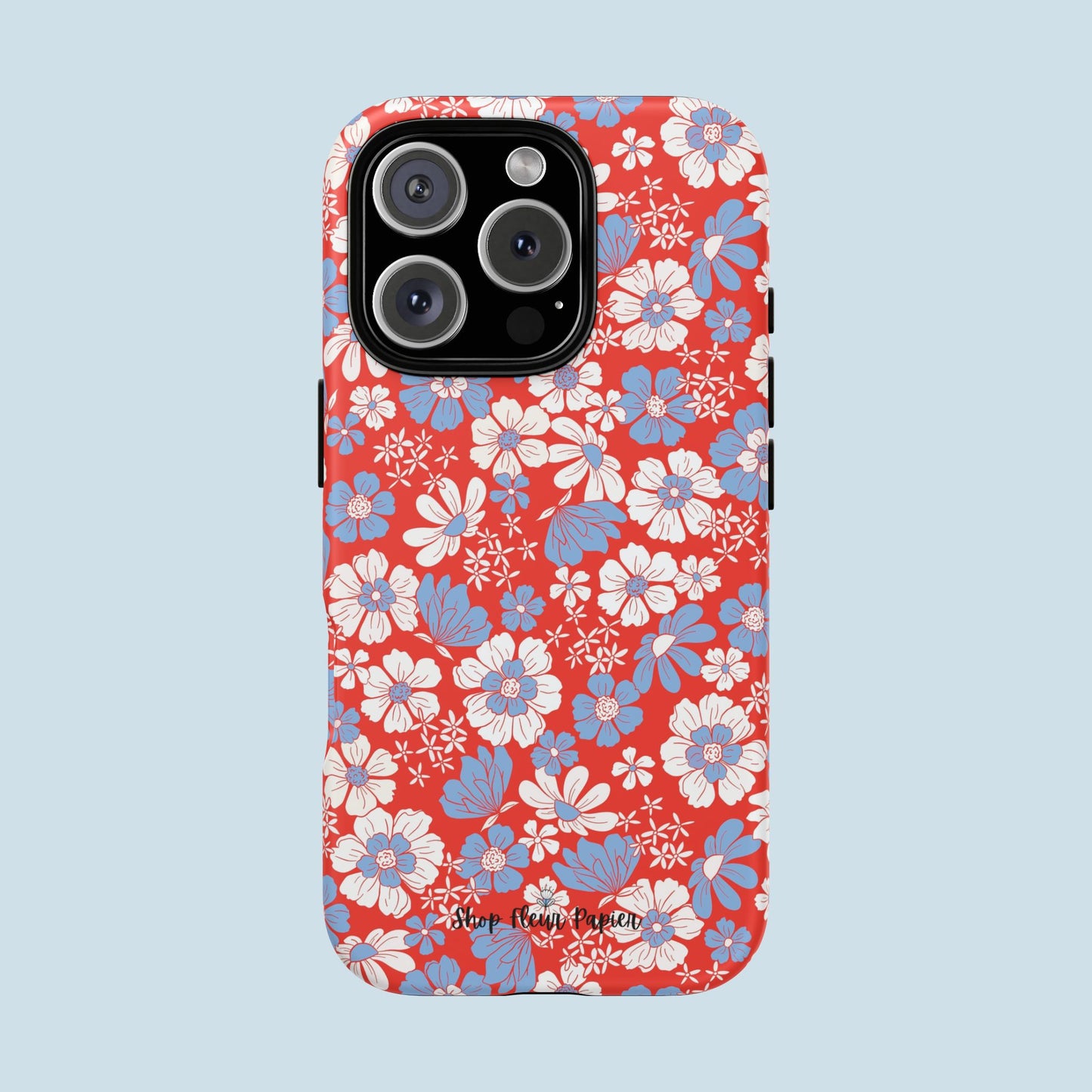 Floral Red, White, and Blue 4th of July Tough Phone Case