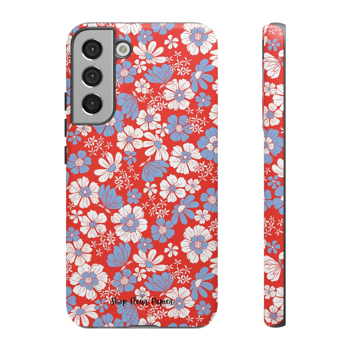 Floral Red, White, and Blue 4th of July Tough Phone Case