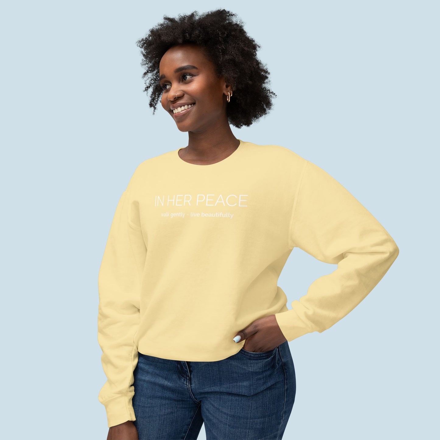 Bold In Her Peace Cozy Cotton Crewneck Sweatshirt