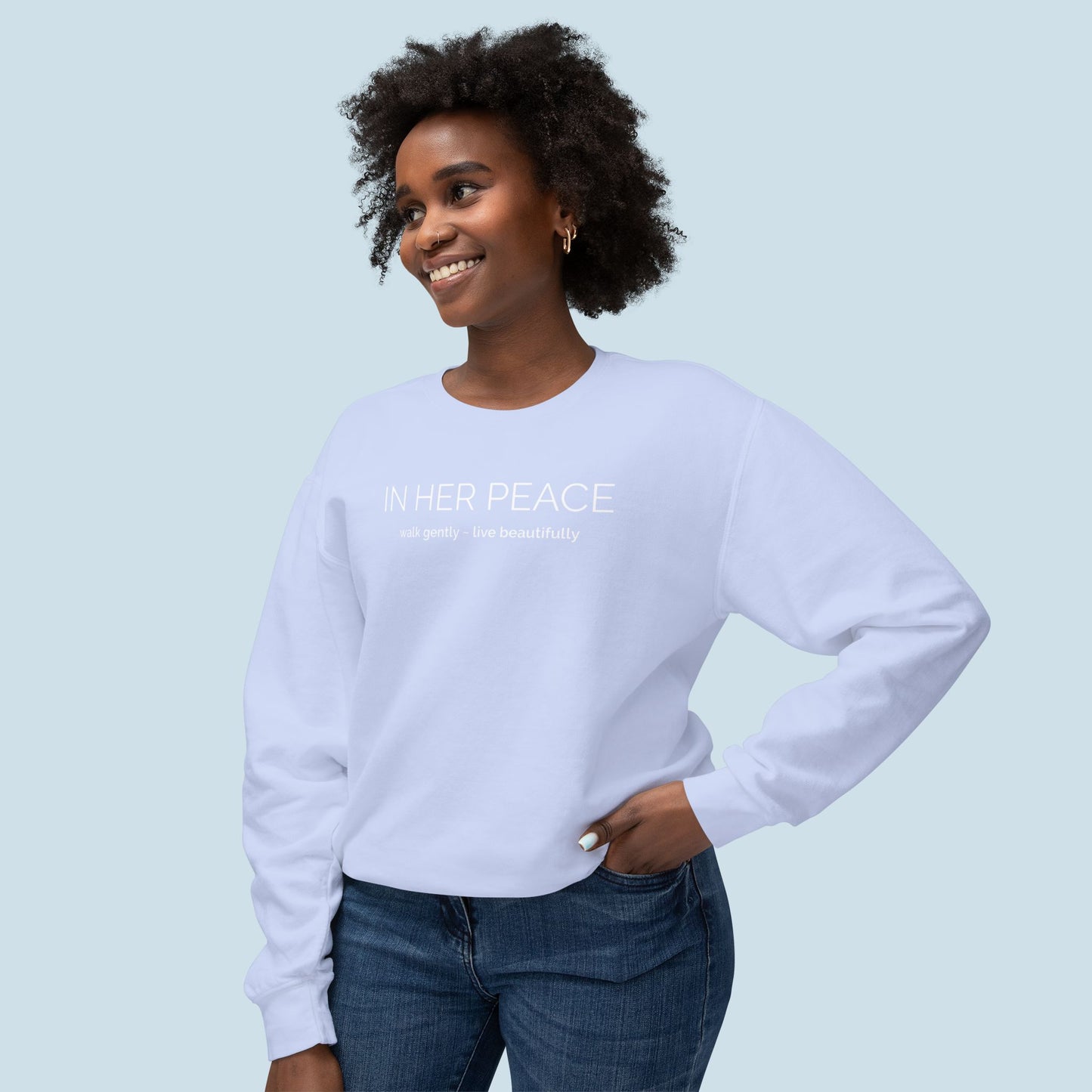 Bold In Her Peace Cozy Cotton Crewneck Sweatshirt