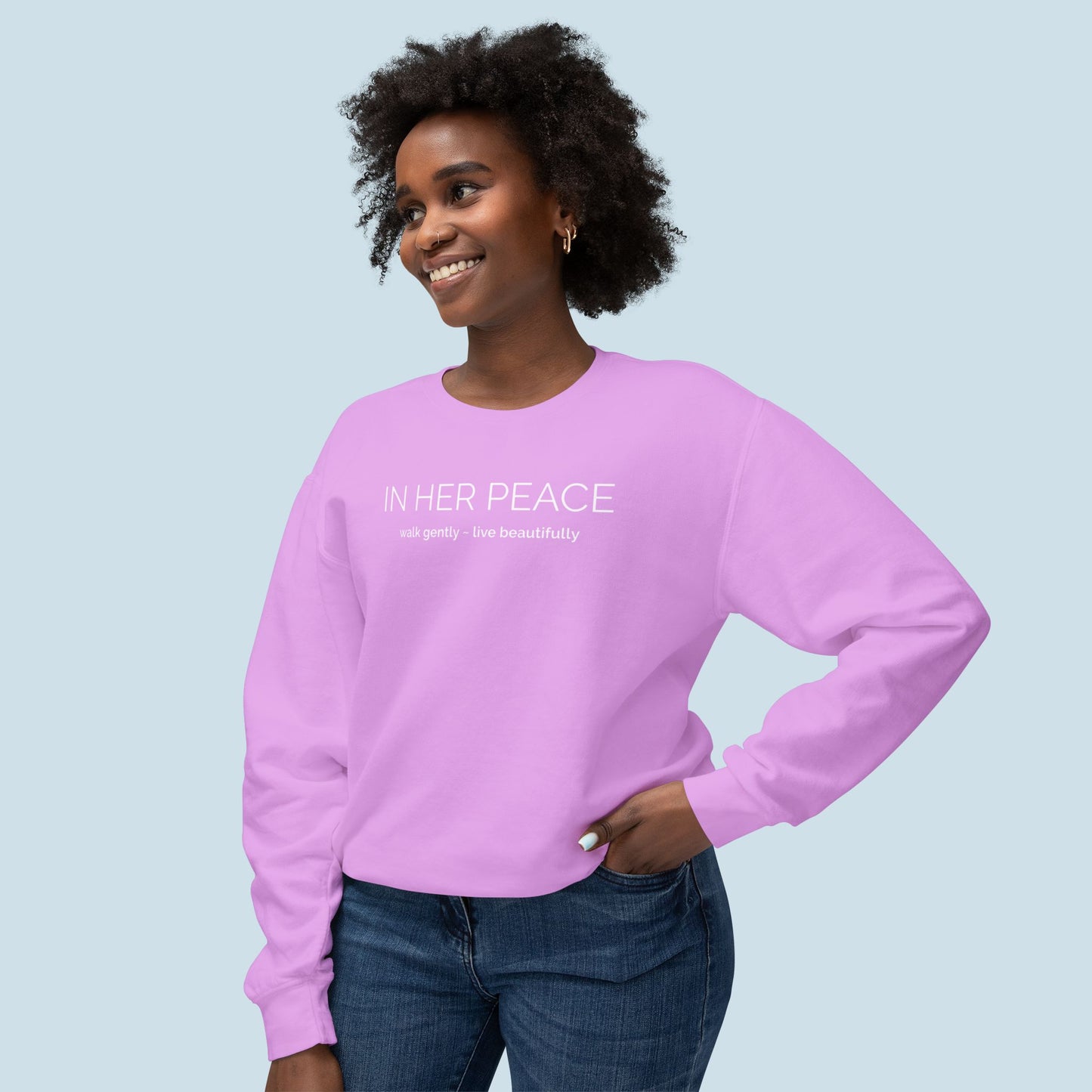Bold In Her Peace Cozy Cotton Crewneck Sweatshirt