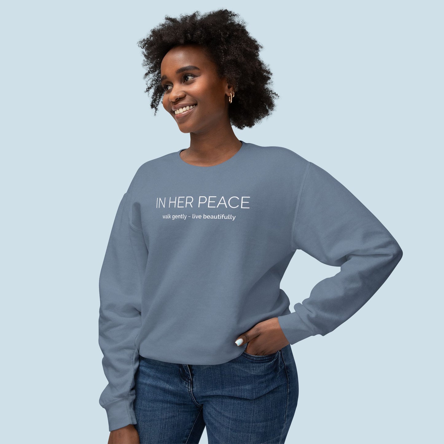 Bold In Her Peace Cozy Cotton Crewneck Sweatshirt