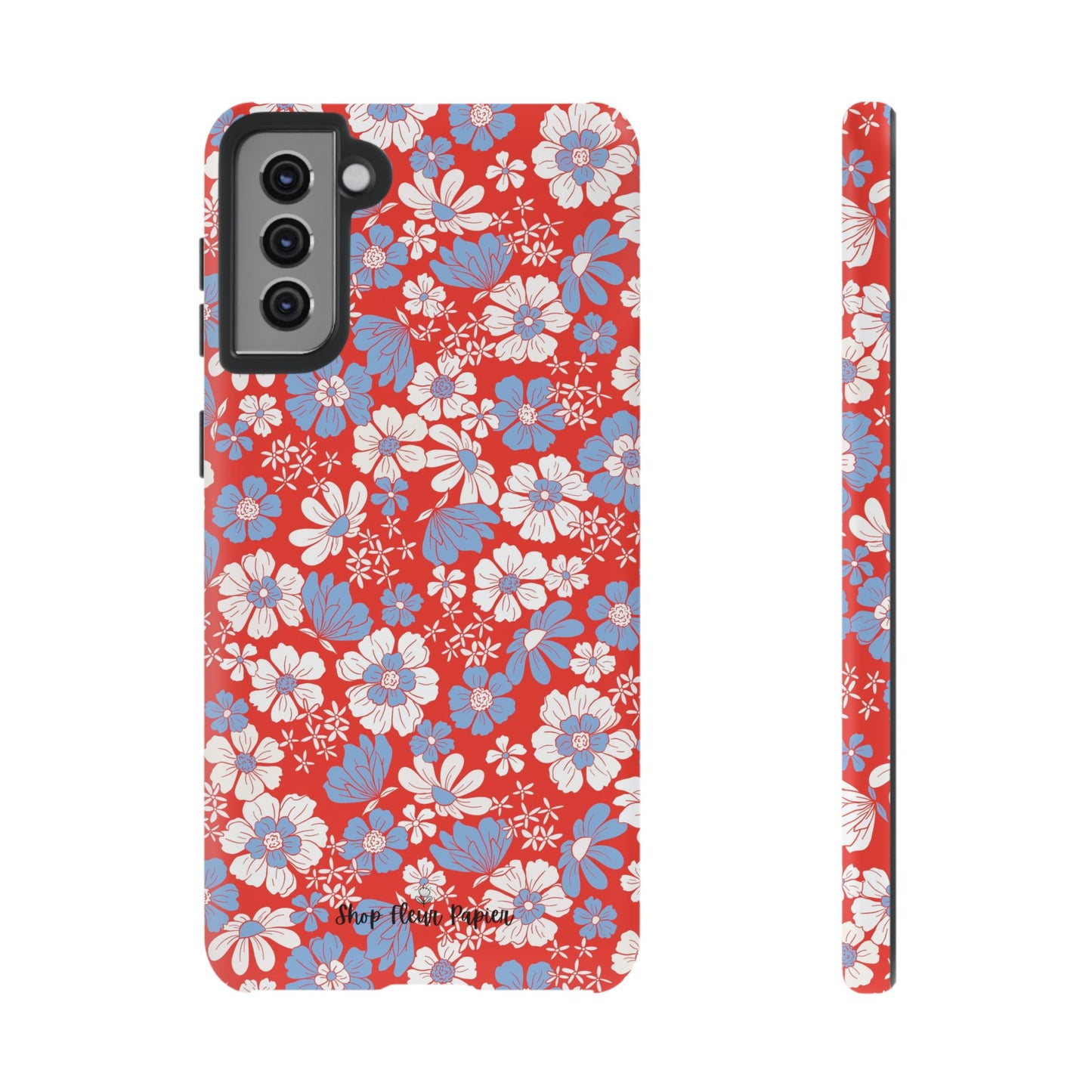Floral Red, White, and Blue 4th of July Tough Phone Case
