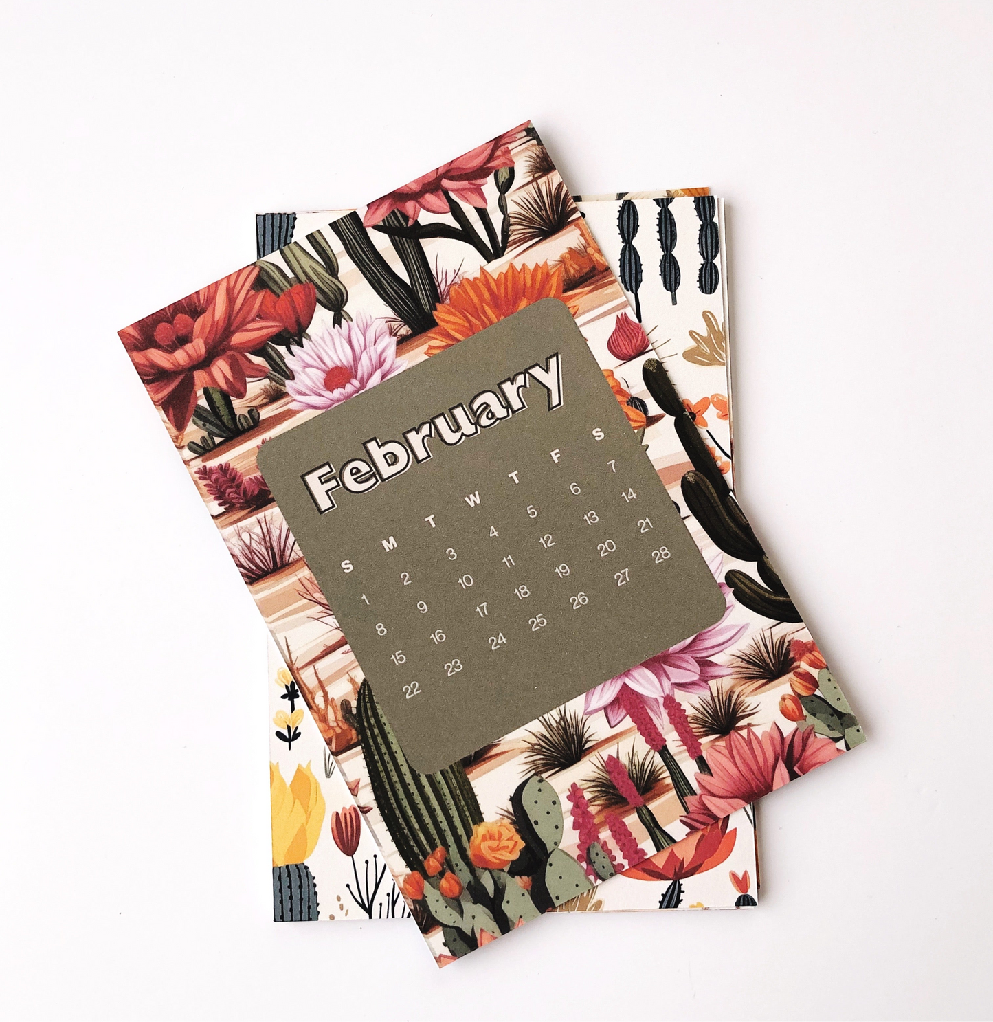 2026 Cactus Desk Calendar – 4x6 Double-Sided Monthly Cards | Shop Fleur Papier
