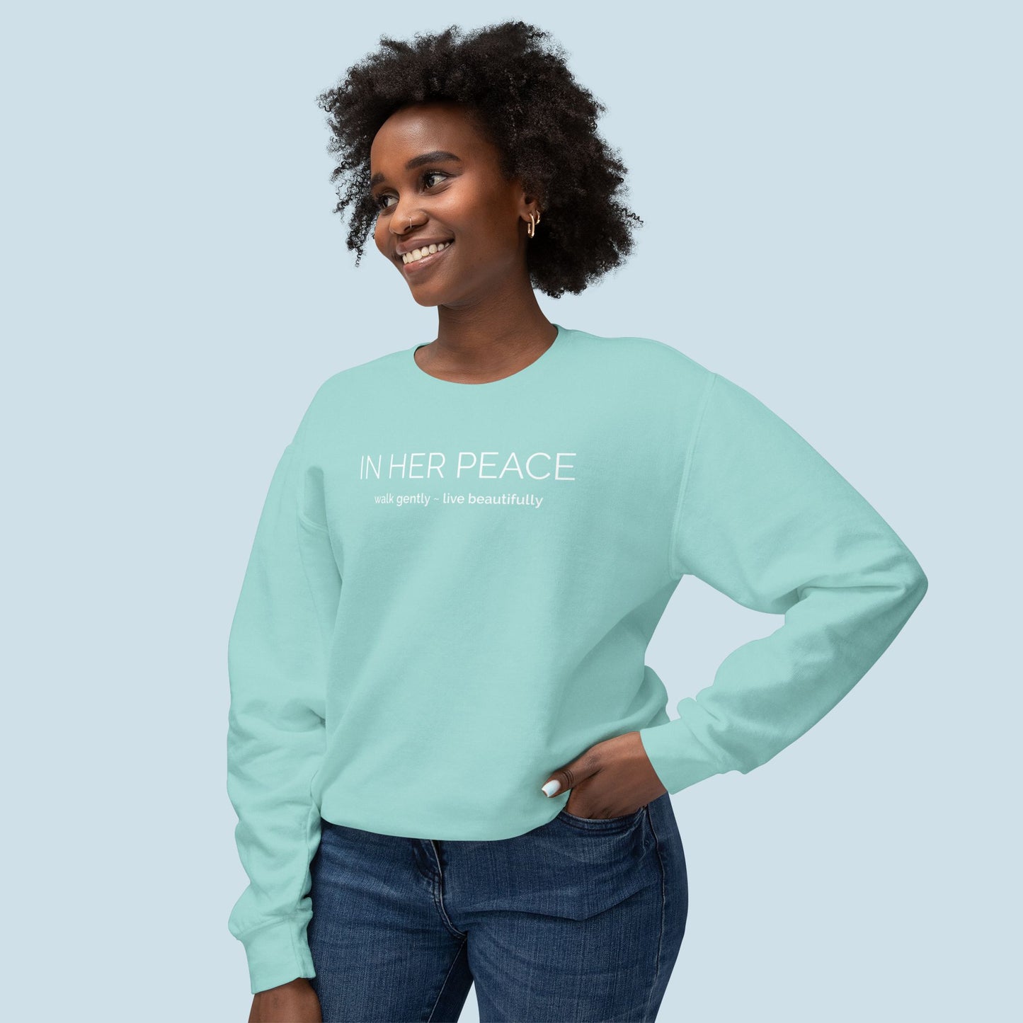 Bold In Her Peace Cozy Cotton Crewneck Sweatshirt
