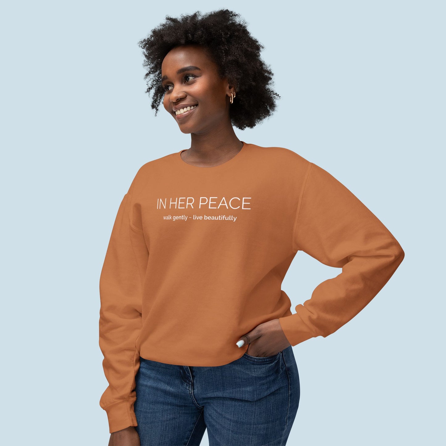Bold In Her Peace Cozy Cotton Crewneck Sweatshirt