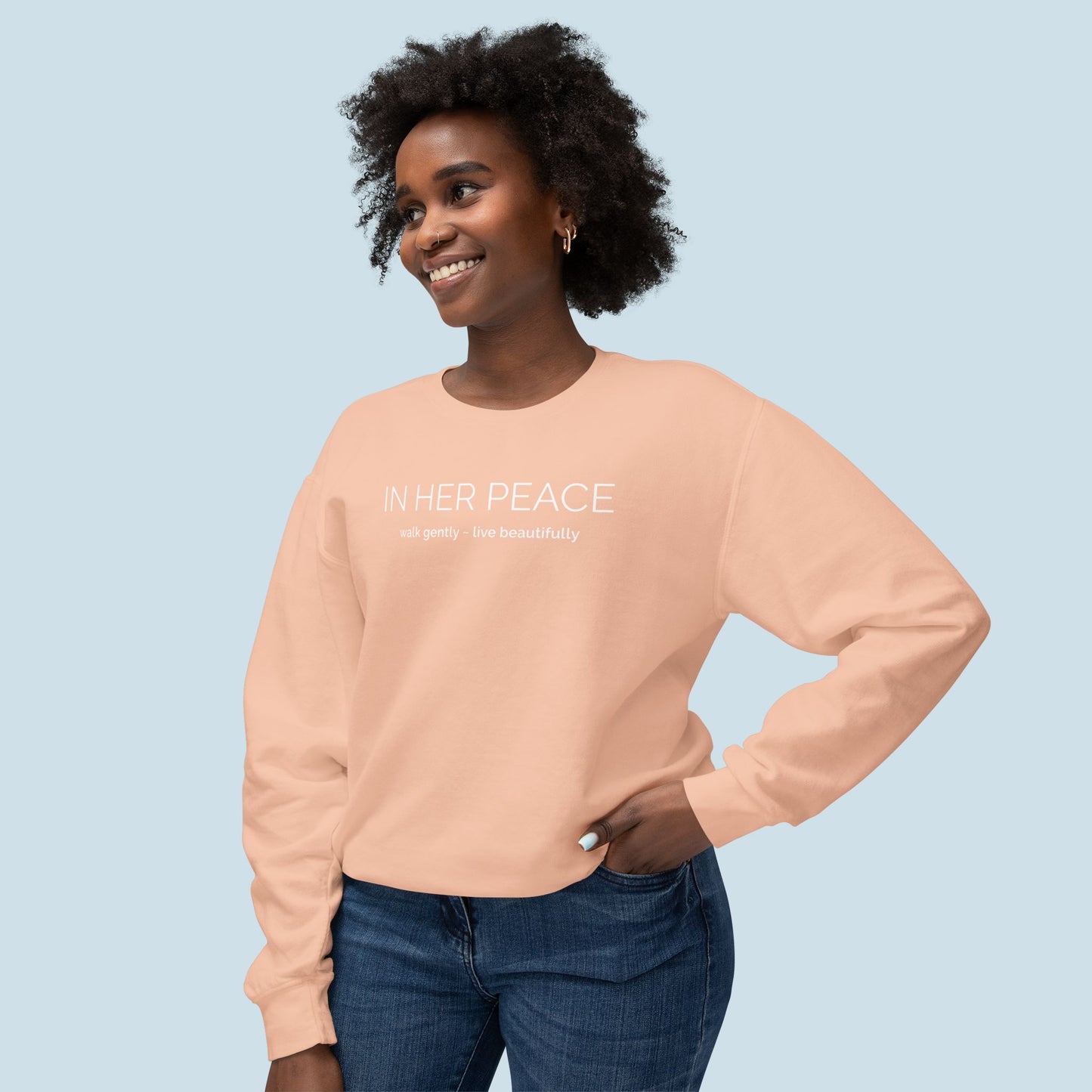 Bold In Her Peace Cozy Cotton Crewneck Sweatshirt