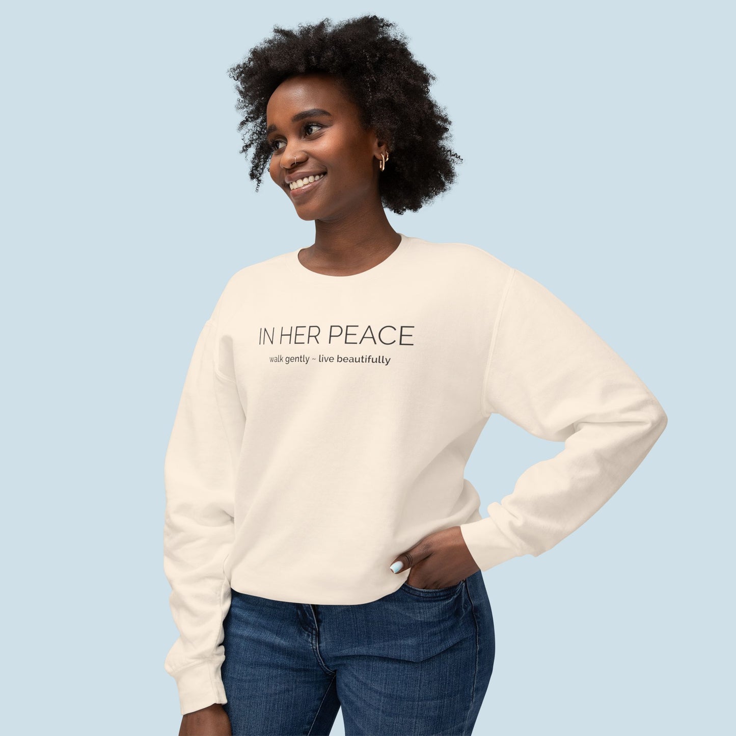 Bold In Her Peace Cozy Cotton Crewneck Sweatshirt