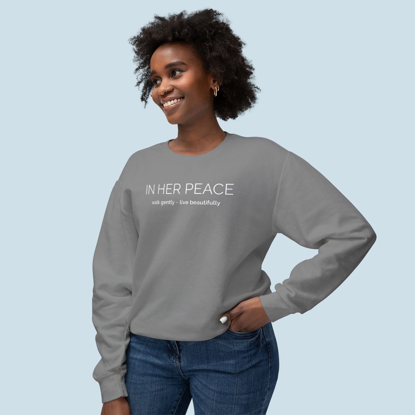 Bold In Her Peace Cozy Cotton Crewneck Sweatshirt
