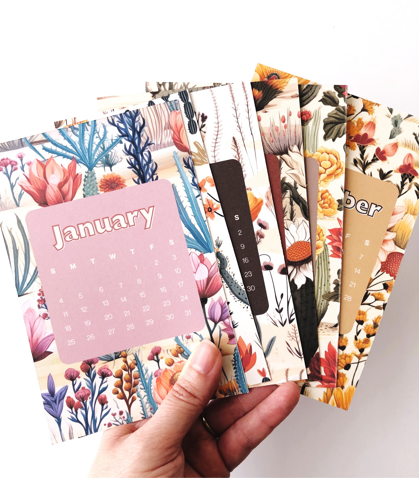 2026 Cactus Desk Calendar – 4x6 Double-Sided Monthly Cards | Shop Fleur Papier