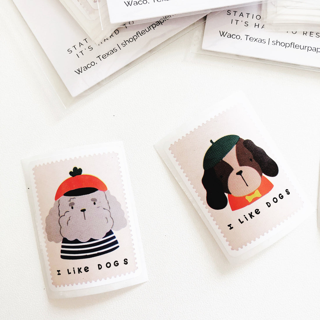 A collection of 8 cute dog stickers featuring playful pups, perfect for decorating journals, planners, and sending in happy mail to dog lovers.