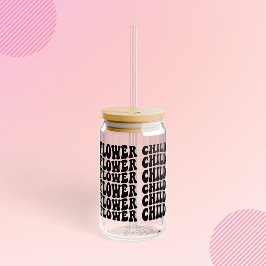 16 oz Flower Child Soda Can Tumbler