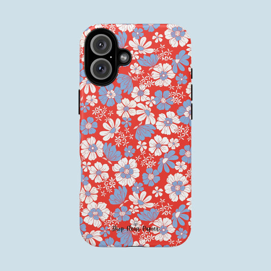 Floral Red, White, and Blue 4th of July Tough Phone Case