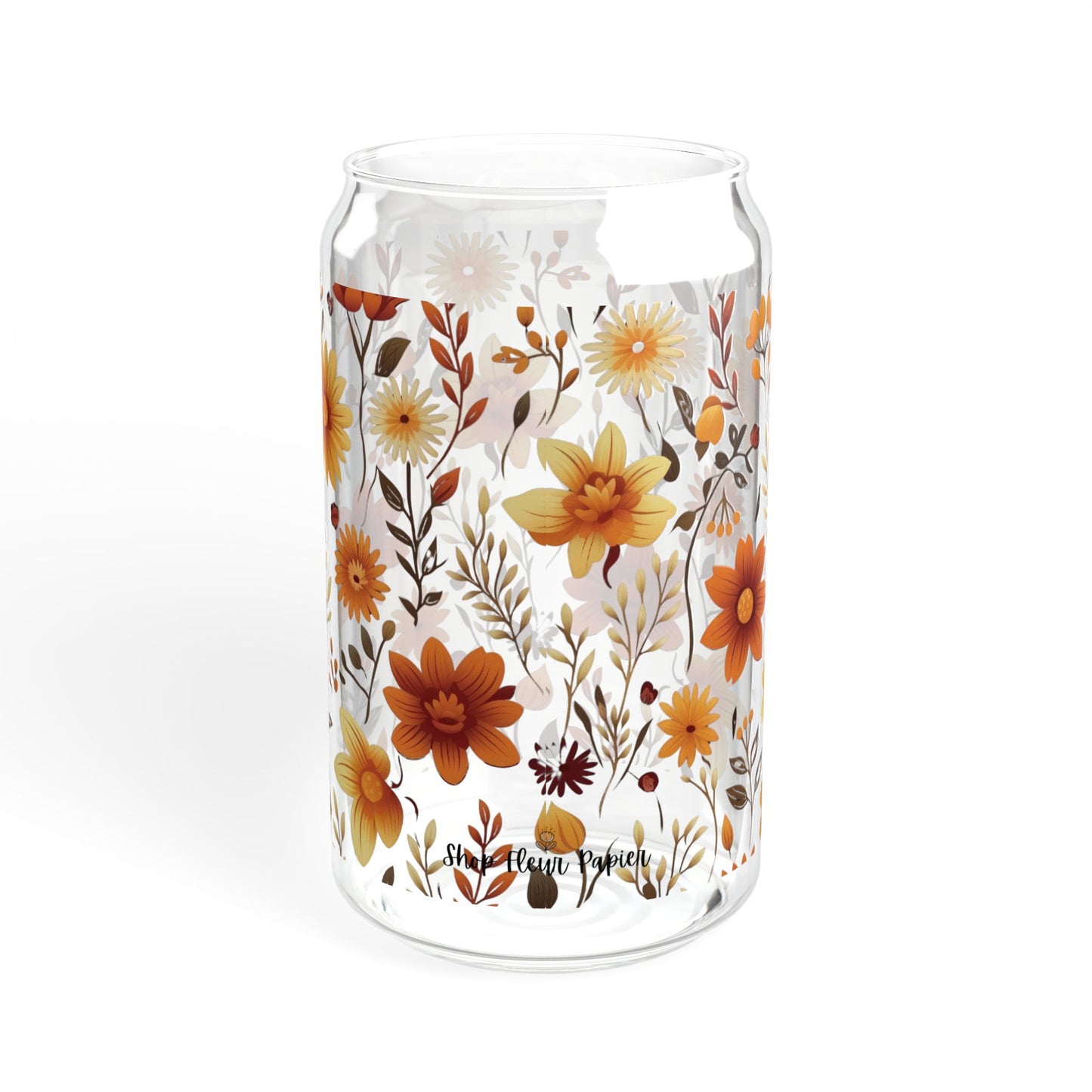 16 oz Romantic Fall Floral Soda Can Tumbler