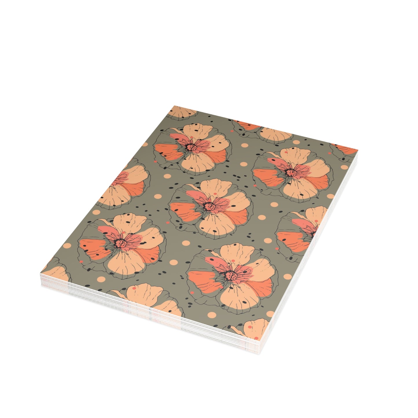 Set of 10 | Autumn Floral Fall Flat Notecards