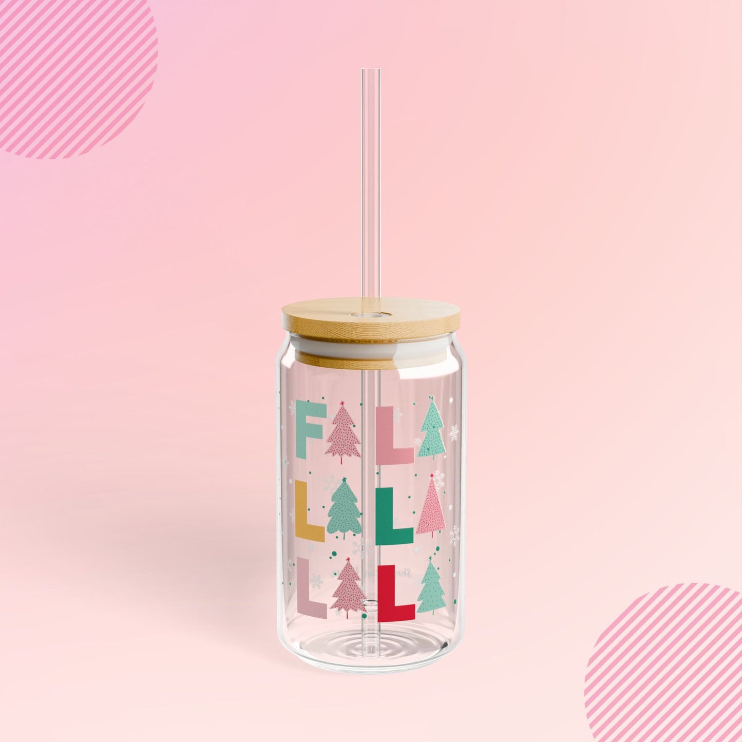 16 oz Fa La La La Christmas Glass Soda Can Tumbler