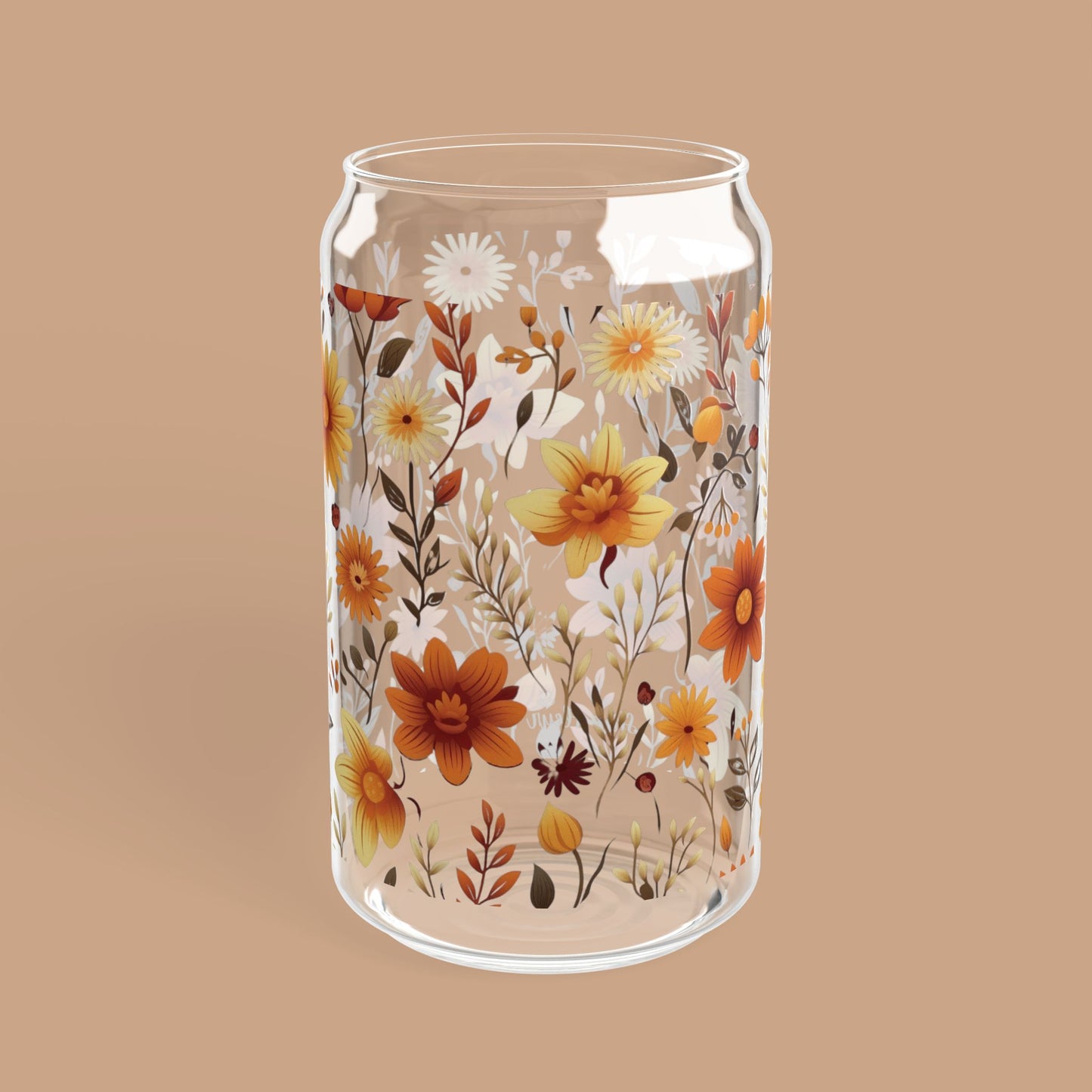 16 oz Romantic Fall Floral Soda Can Tumbler