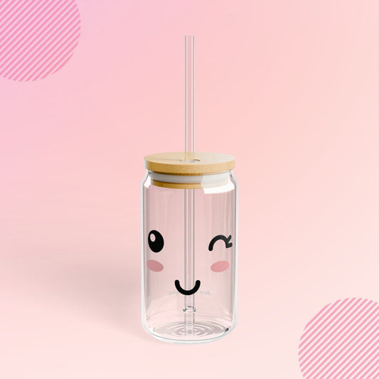 16 oz Kawaii Smiley Face Soda Can Tumbler