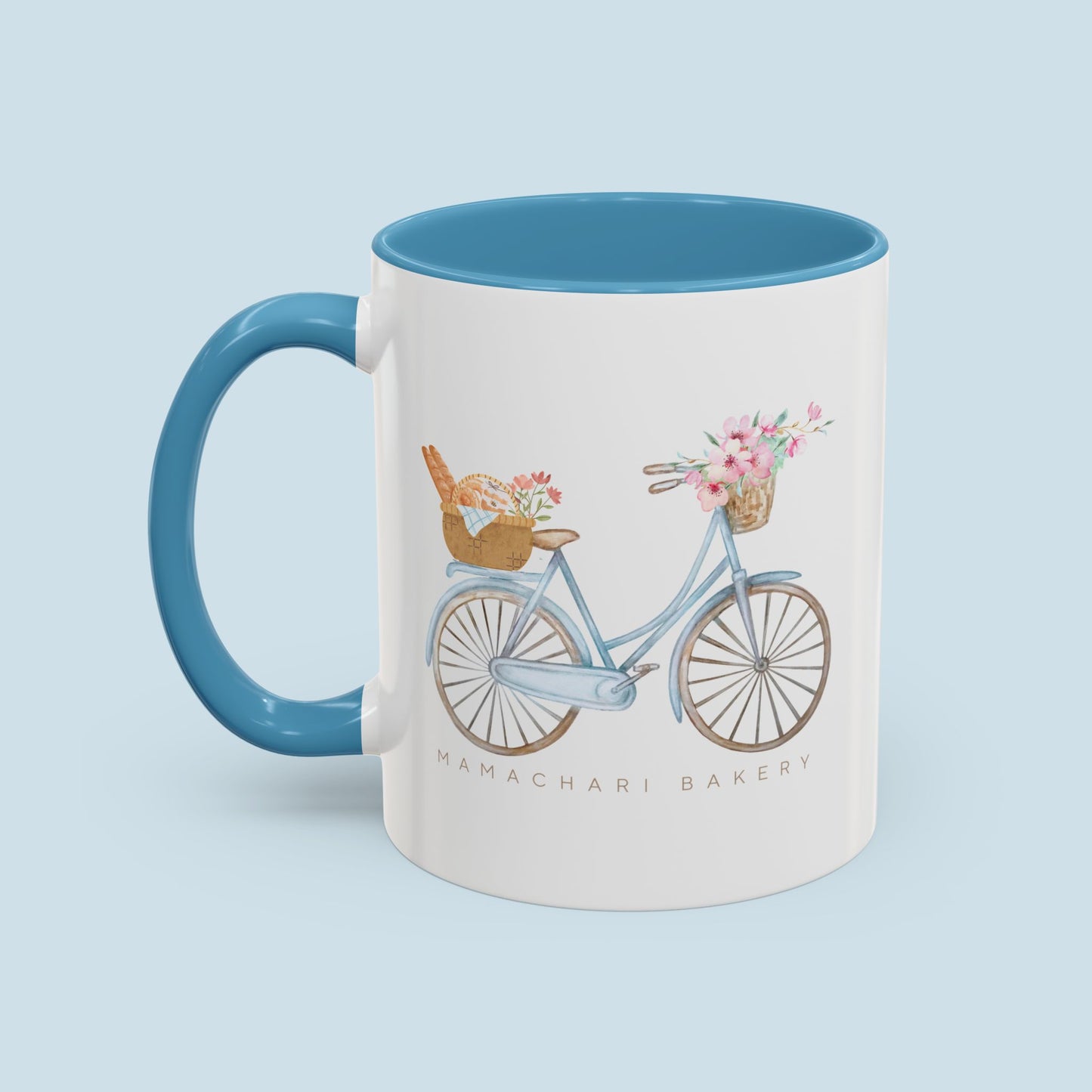 Coffee Mug Watercolor Bicycle Illustration 11oz