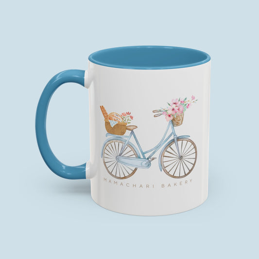 Coffee Mug Watercolor Bicycle Illustration 11oz