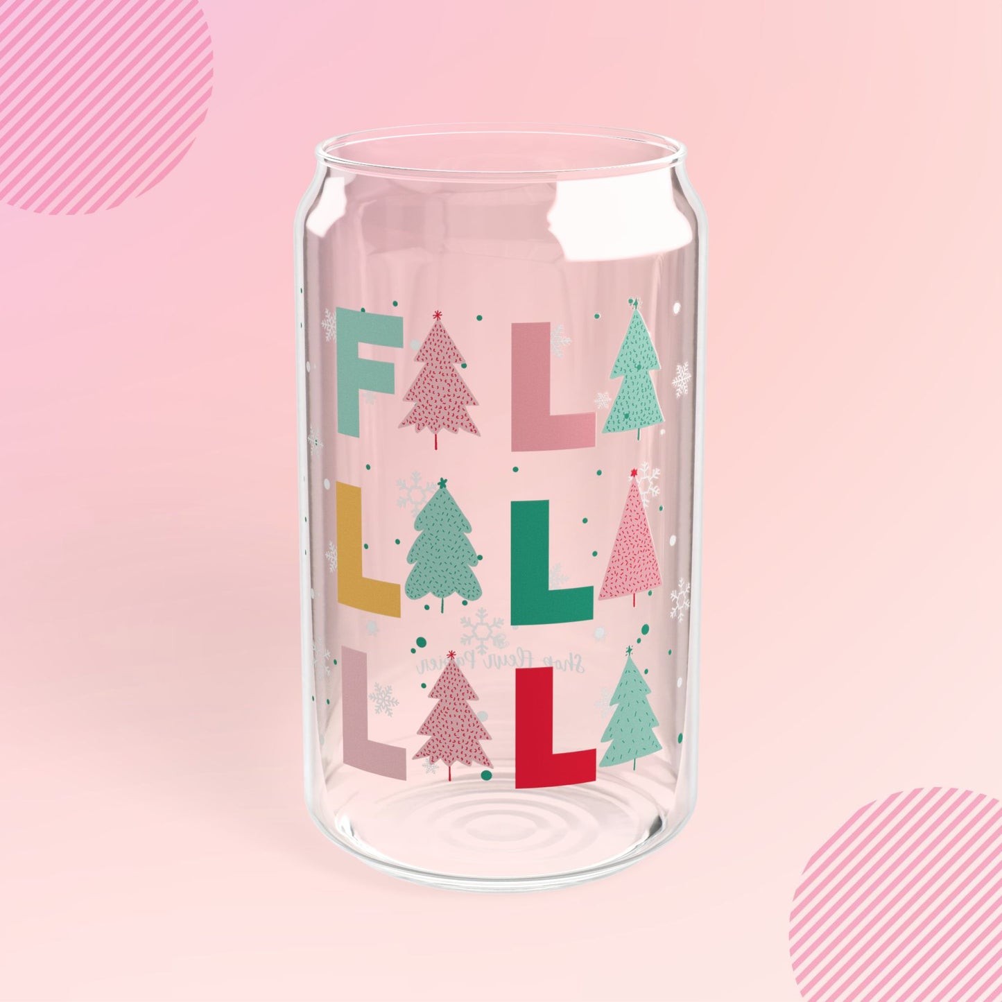 16 oz Fa La La La Christmas Glass Soda Can Tumbler