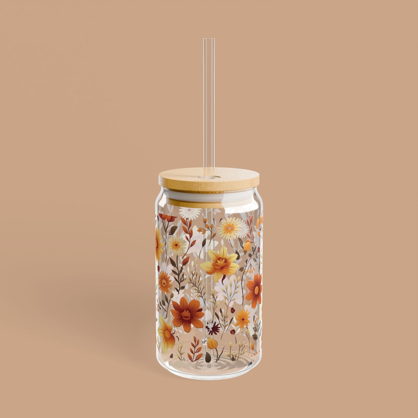 16 oz Romantic Fall Floral Soda Can Tumbler