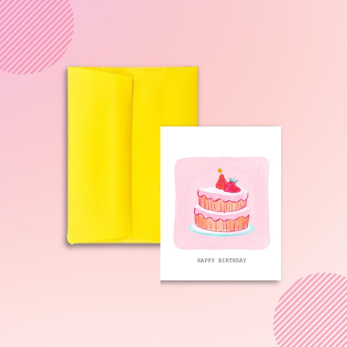 A2 Greeting Card | Happy Birthday Watercolor Cake