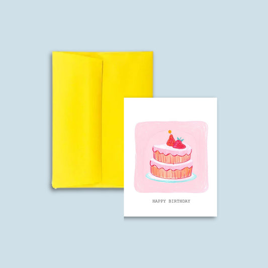 A2 Greeting Card | Happy Birthday Watercolor Cake