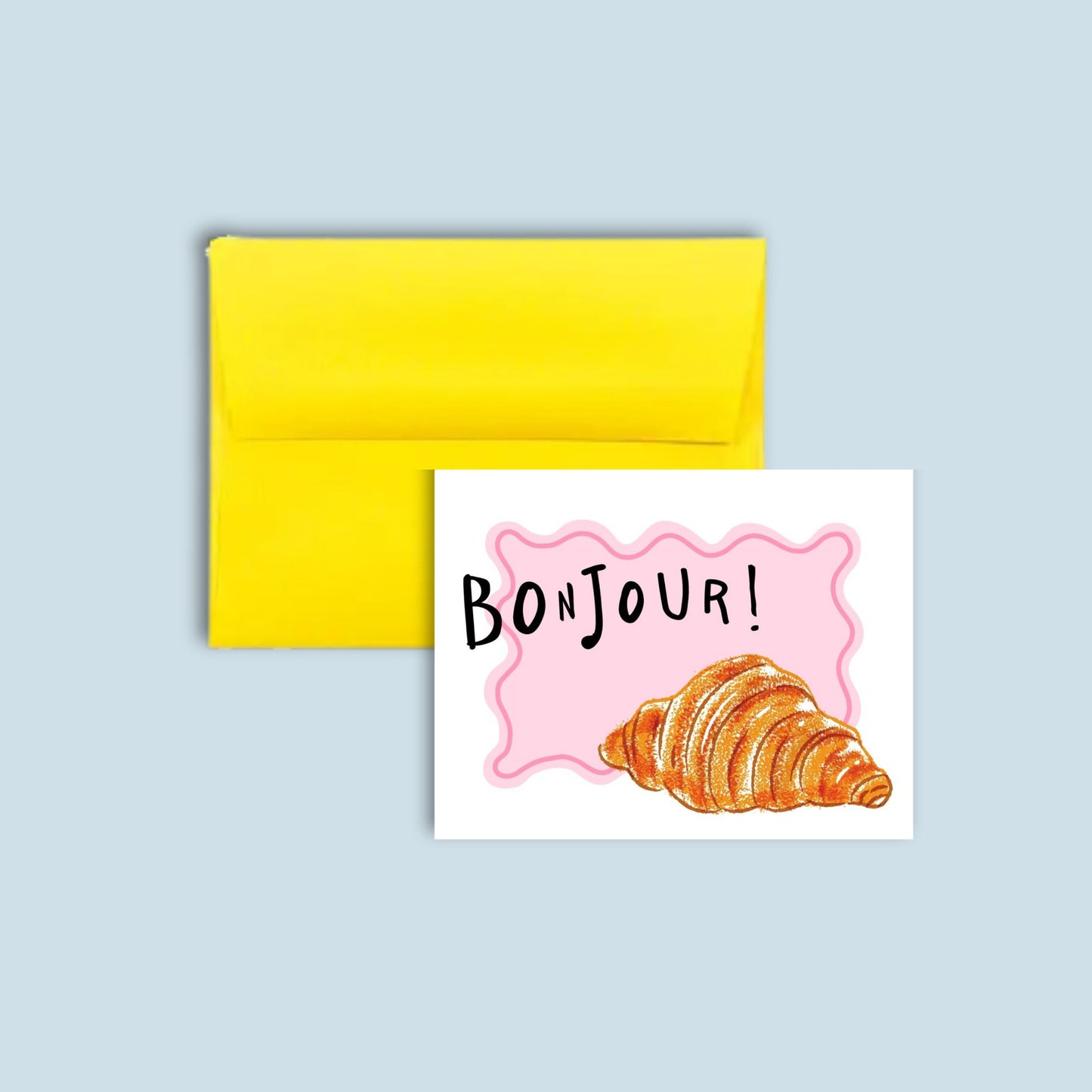 A2 Greeting Card | Bonjour Croissant