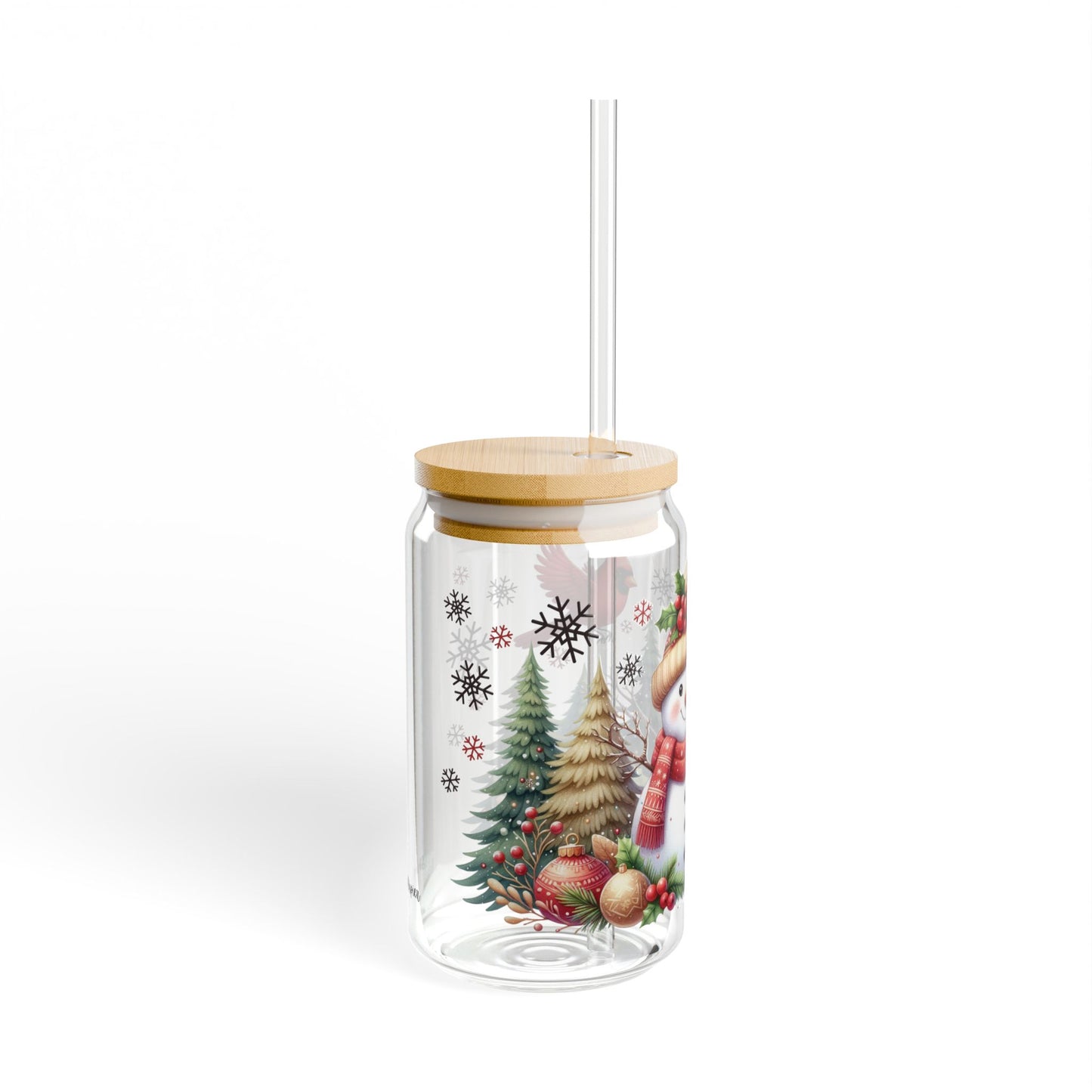 16 oz Christmas Snowman Glass Soda Can Tumbler