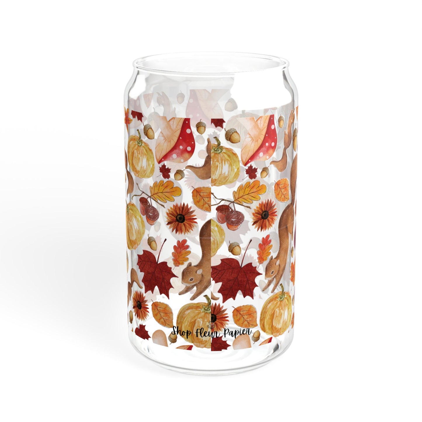 16 oz Fall Squirrel Soda Can Tumbler