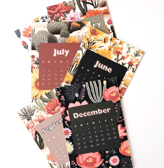 2026 Cactus Desk Calendar – 4x6 Double-Sided Monthly Cards | Shop Fleur Papier