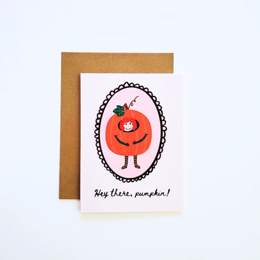 Hey there, Pumpkin Costume Halloween Blank Greeting Card