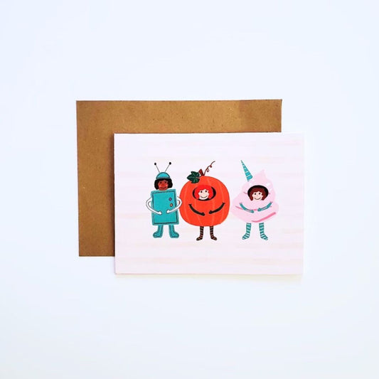 Cute Illustrated Trick or Treat Halloween Blank Greeting Card