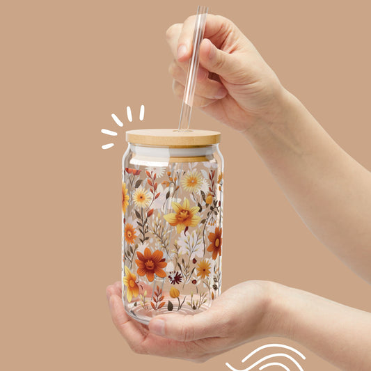 16 oz Romantic Fall Floral Soda Can Tumbler