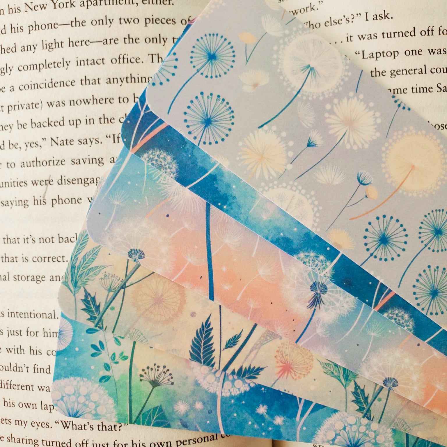 Set of 5 Holographic Dandelion Floral bookmarks
